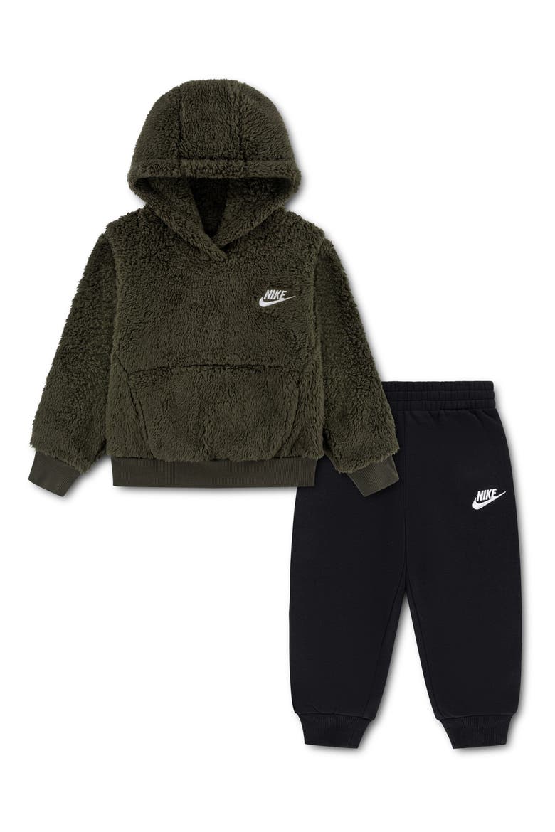 Kids' High-Pile Fleece Hoodie & Joggers Set, Main, color, BLACK