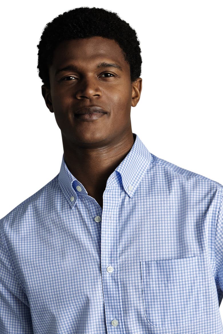 Non-Iron Stretch Check Short Sleeve Shirt, Alternate, color, Cornflower Blue