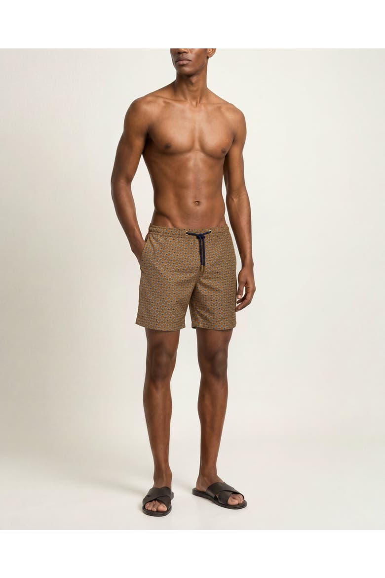 Bulldog Drawcord Printed Tessoro Swim Shorts, Main, color, Bronze