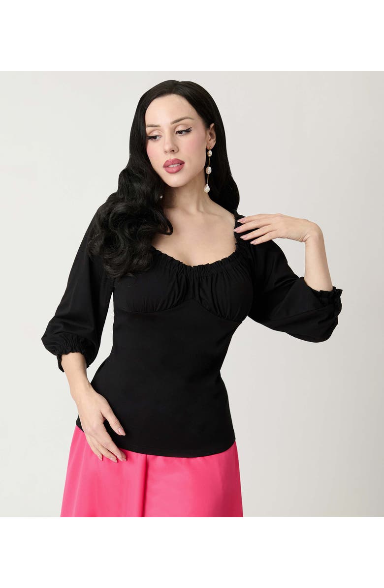 Unique Vintage Peasant Sleeve Blouse, Alternate, color, Solid Black