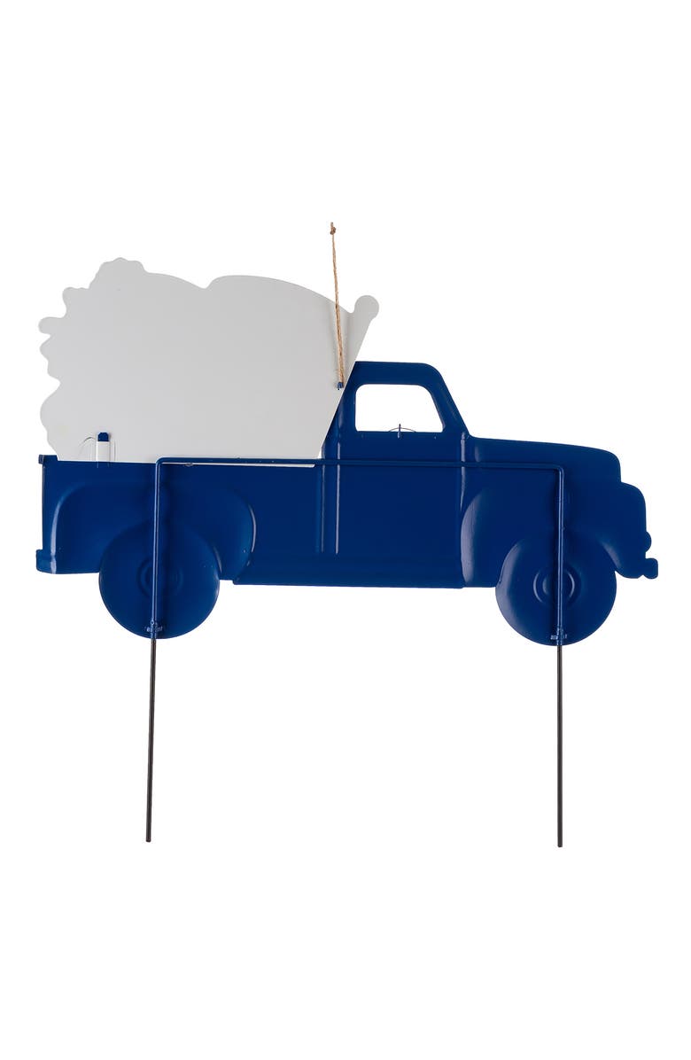 Glitzhome Metal Patriotic Americana Truck Yard Stake or Wall Decor, Alternate, color, Blue
