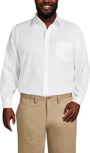 Lands' End Solid No Iron Supima Pinpoint Straight Collar Dress Shirt
