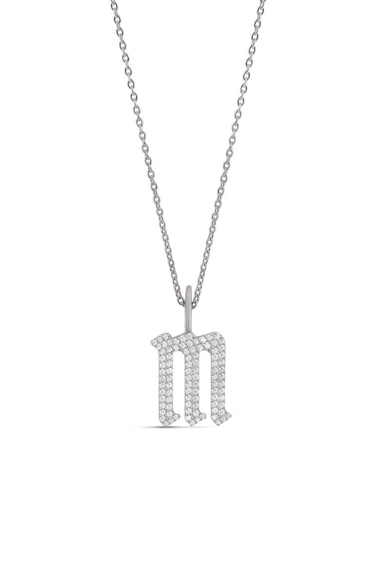 Gothic Initial Charm Necklace, Main, color, SILVER