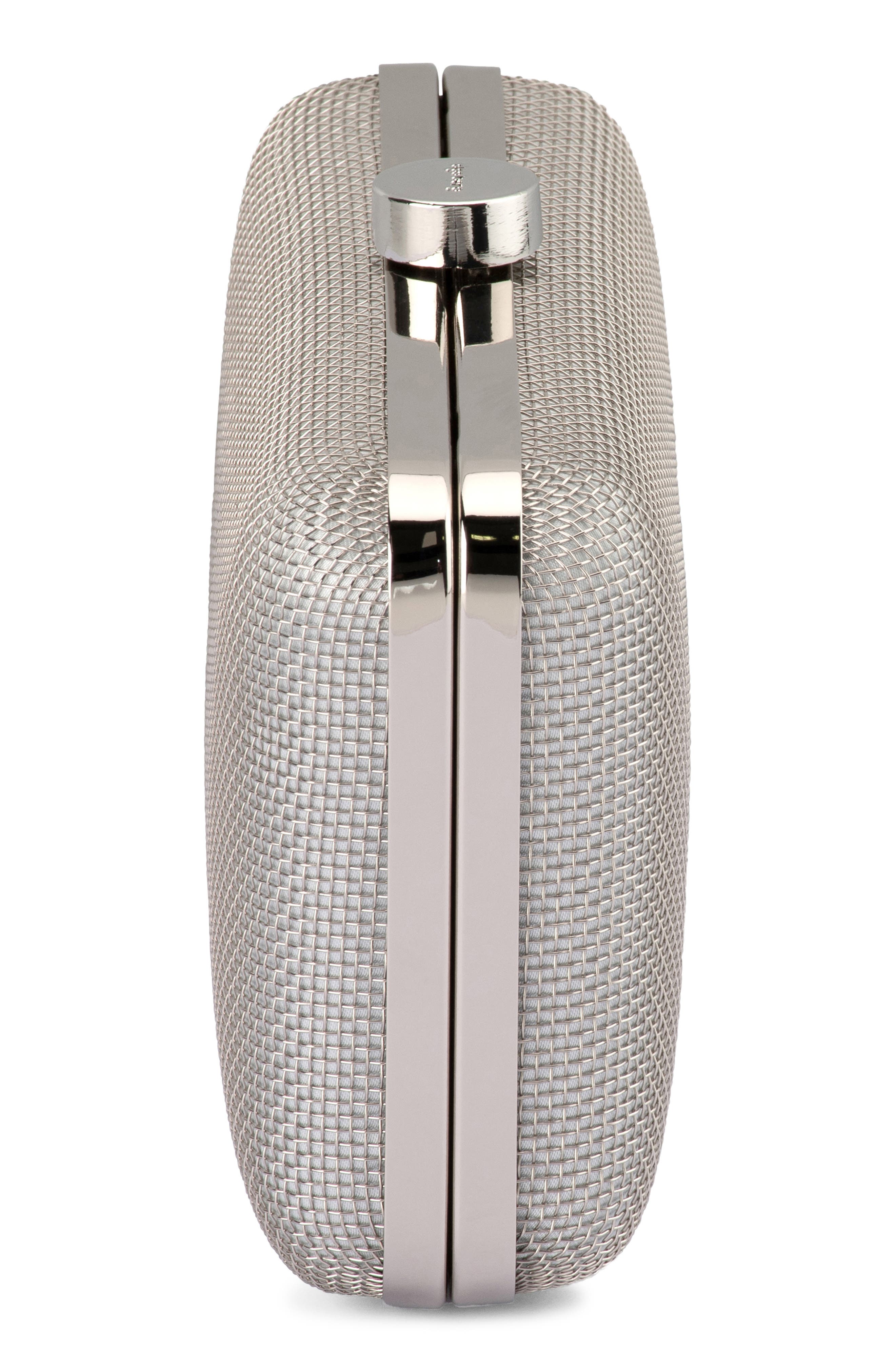 Olga Berg Jen Mesh Frame Clutch, Alternate, color, Silver