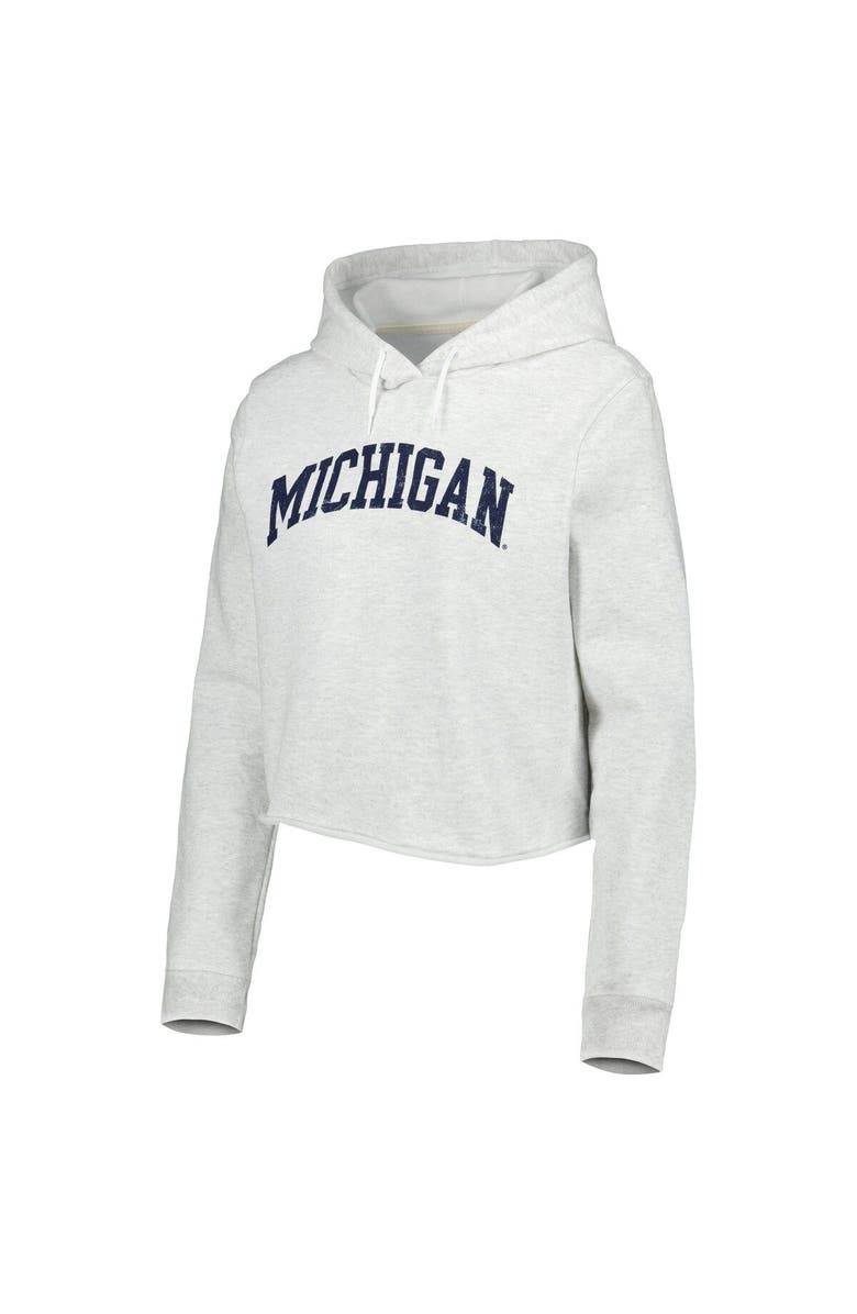 LEAGUE COLLEGIATE WEAR Women's League Collegiate Wear Ash Michigan Wolverines 2-Hit 1636 Cropped Pullover Hoodie, Alternate, color, 