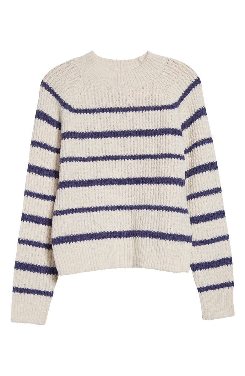 Vince Rib Stripe Crewneck Sweater, Alternate, color, Pampas/Dk Peri