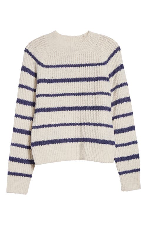 Vince Rib Stripe Crewneck Sweater In Pampas/dark Peri