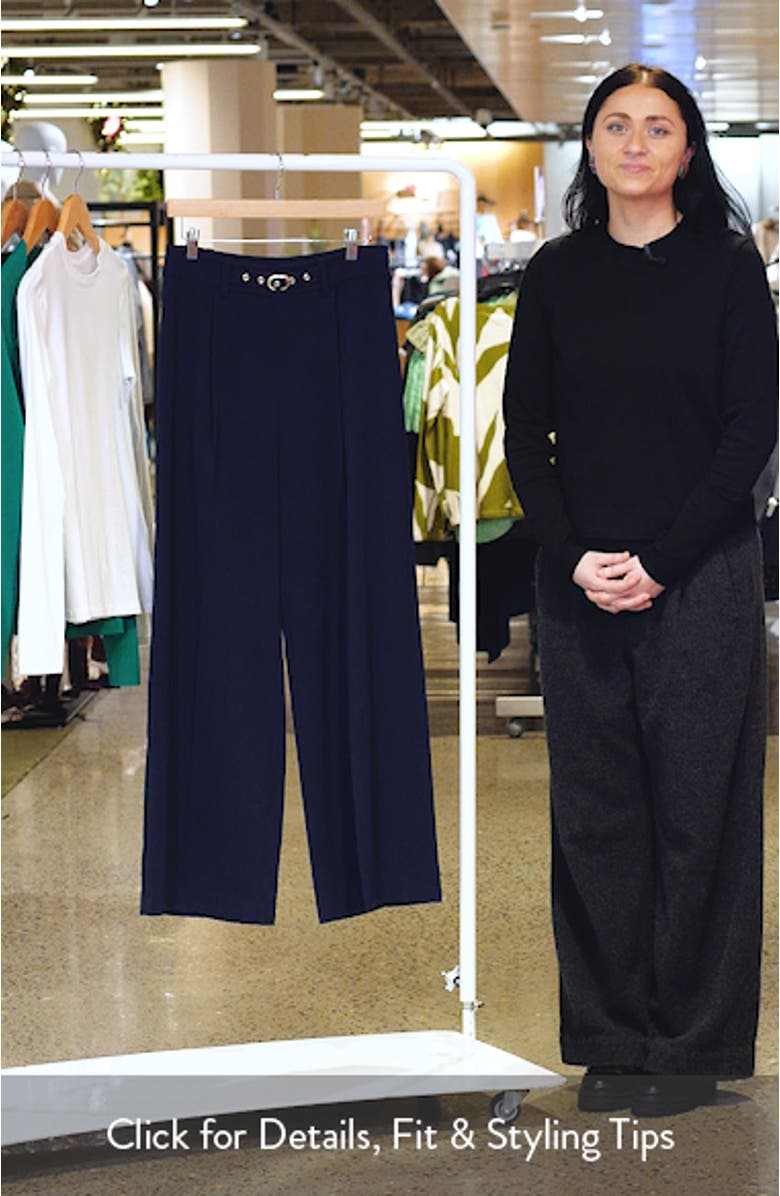 The Oakley Belt Detail High Waist Wide Leg Twill Pants, sales video thumbnail