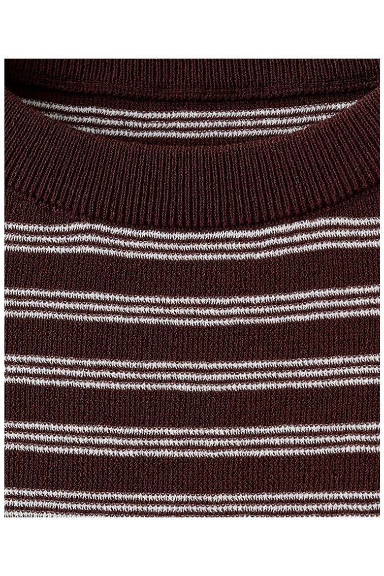 Striped Ribbed Short Sleeve Sweater, Alternate, color, CHOCOLATE