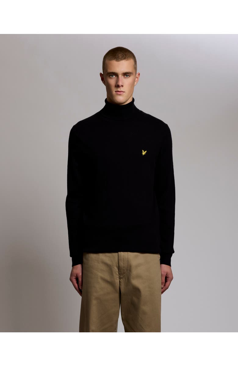 Lyle & Scott Cotton Merino Turtleneck Sweater, Main, color, Jet Black