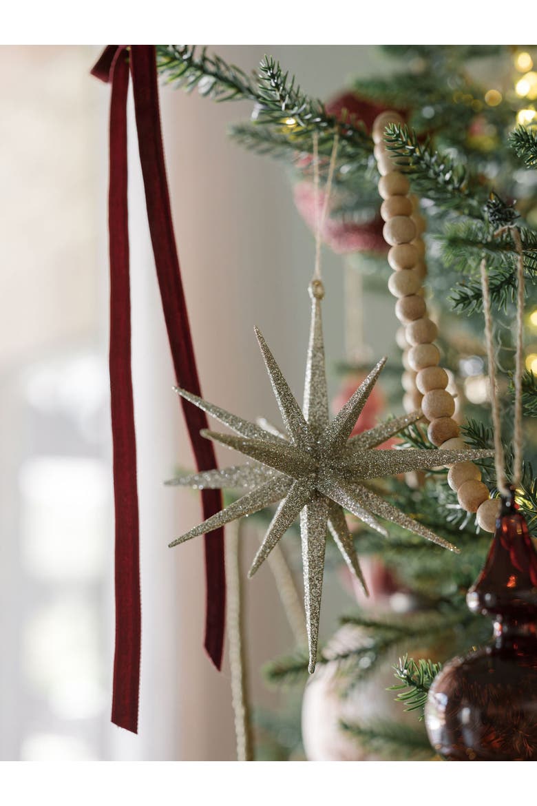6" Gold Glitter Starburst Ornament, Alternate, color, Gold Glitter