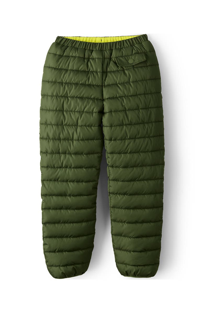 Lands' End Boys Reversible Fleece Puffer Pants, Main, color, Dark Green/Lime