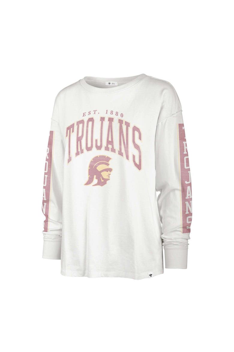 Women's '47 Cream USC Trojans Statement SOA 3-Hit Long Sleeve T-Shirt, Alternate, color, White