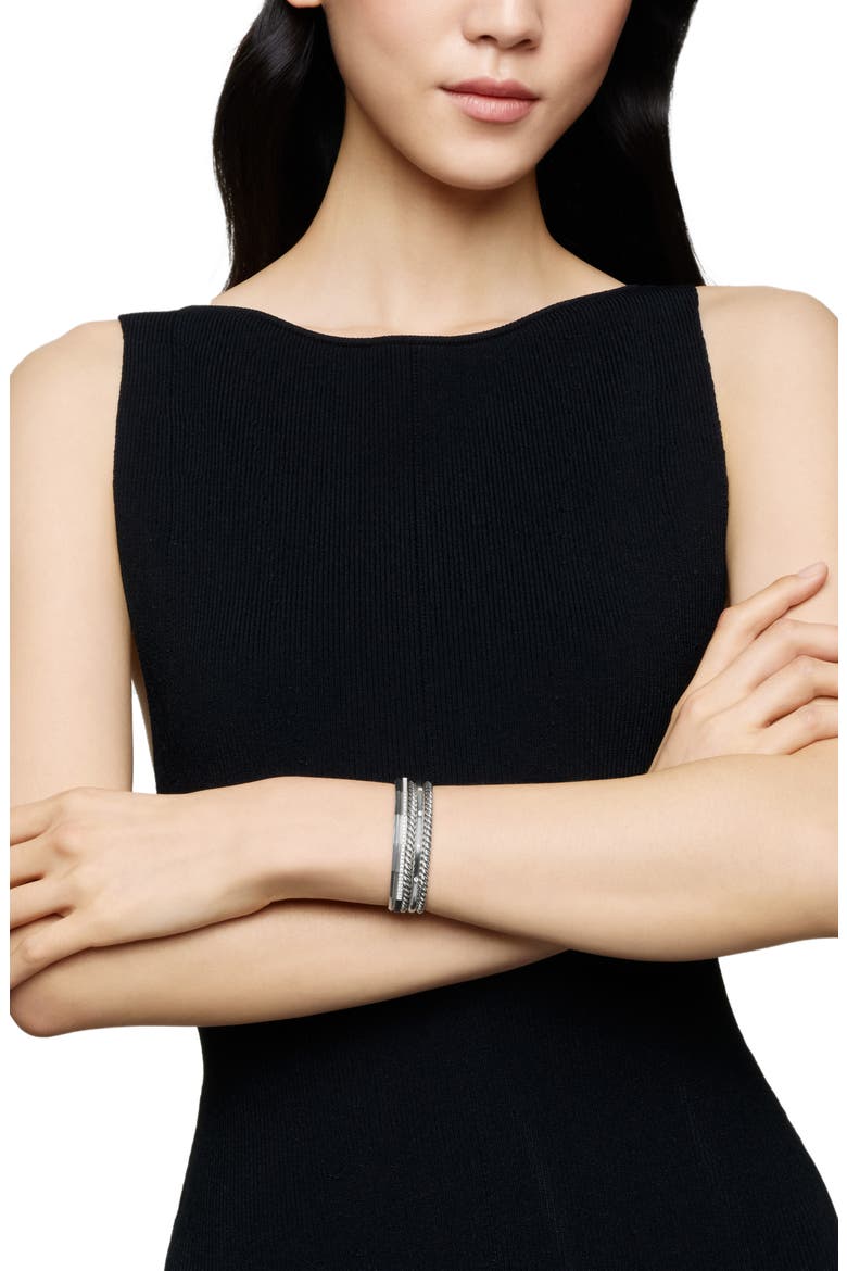 Stax Cuff Bracelet with Diamonds, Alternate, color, SILVER