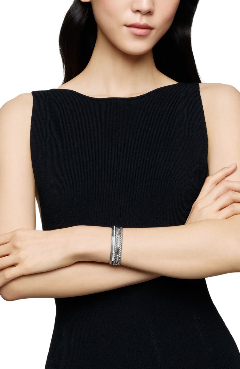 David Yurman Stax Cuff Bracelet with Diamonds, Alternate, color, Silver