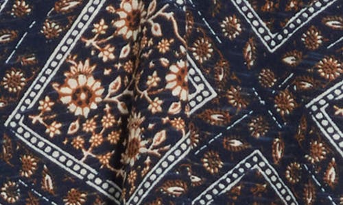 Lucky Brand Tie Neck Bubble Hem Top In Multi