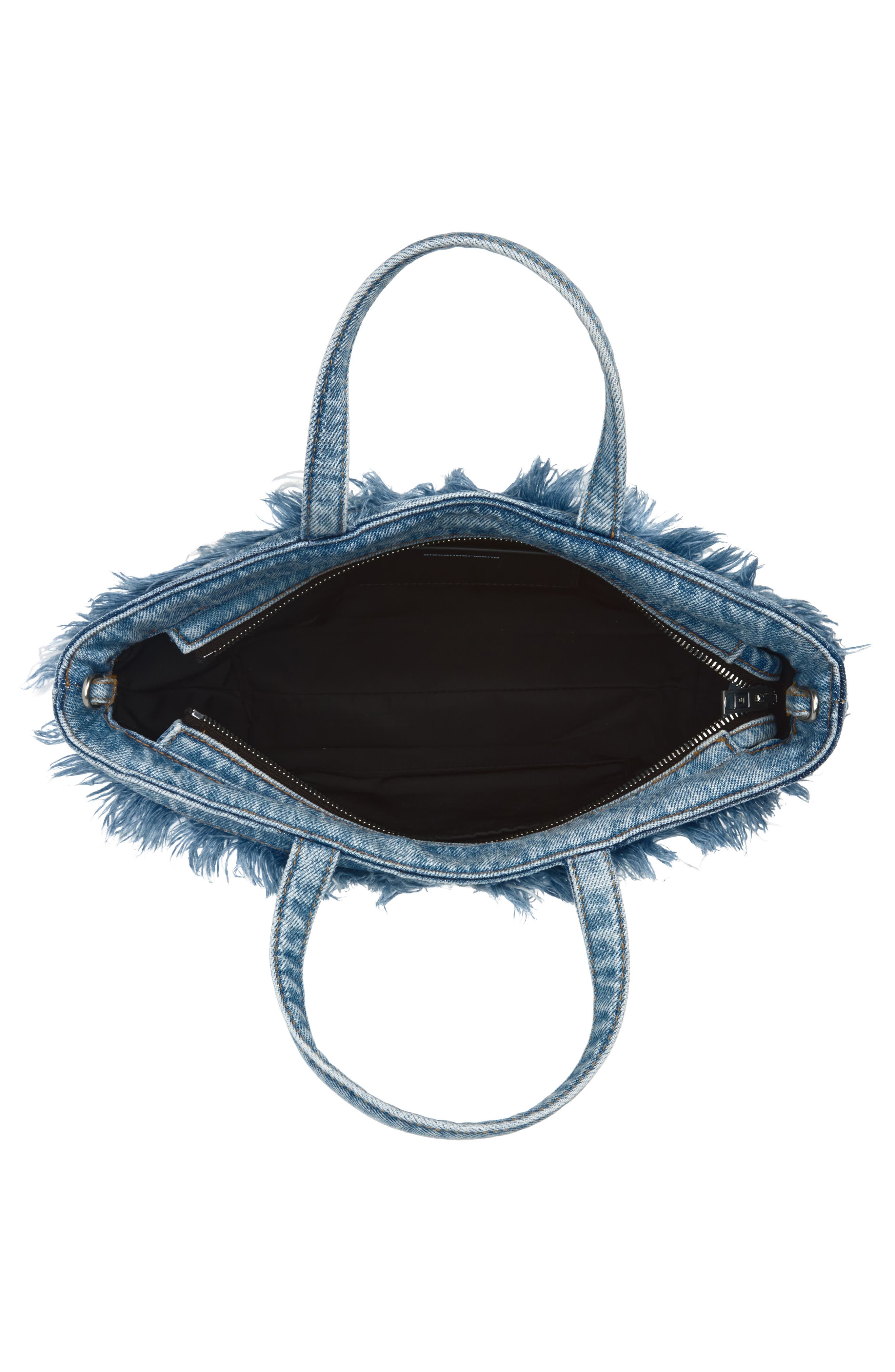 Small Punch Frayed Denim Tote, Alternate, color, BLEACH BLUE