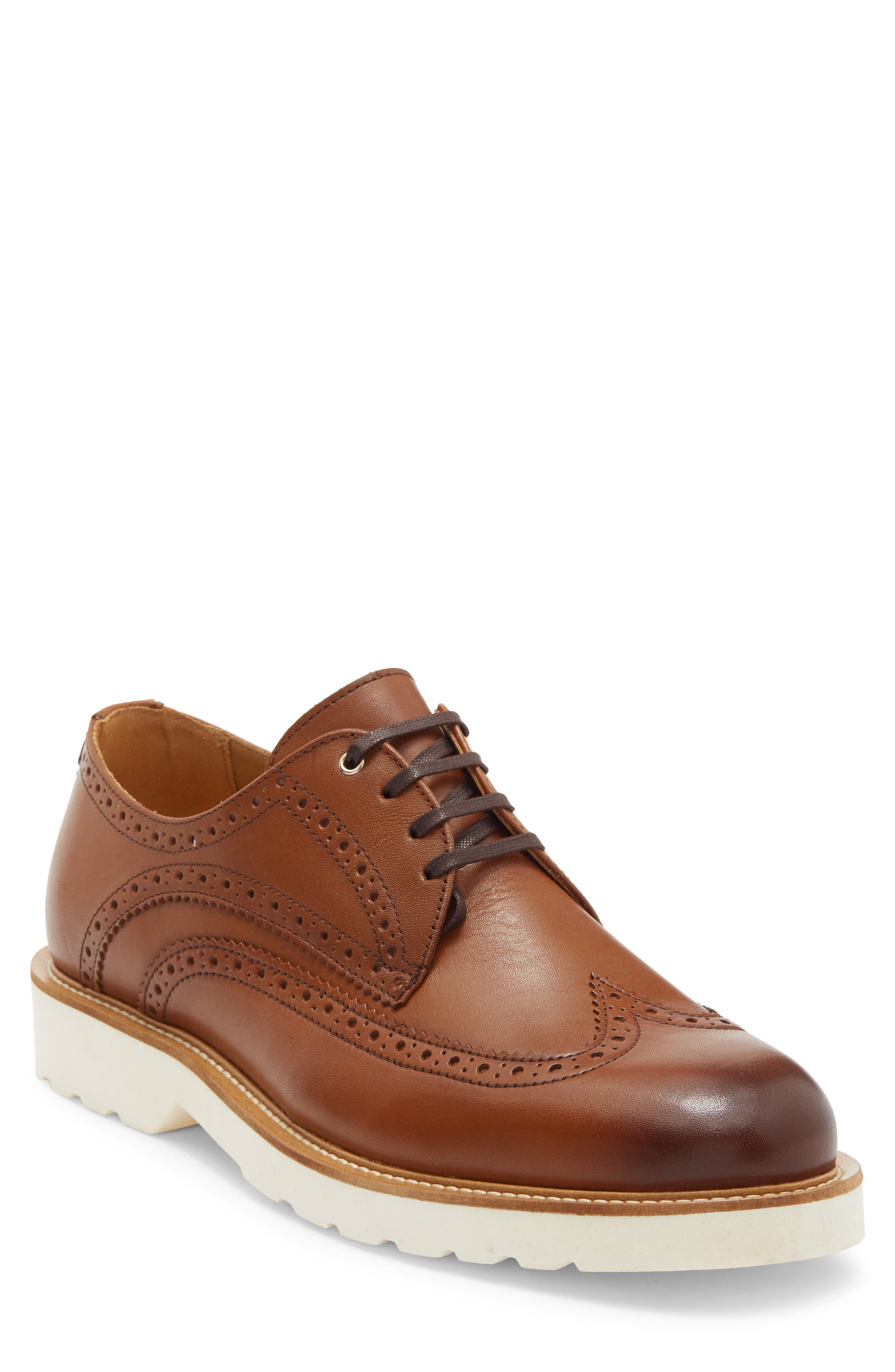Kurt Geiger London Bank Brogued Wingtip Derby, Main, color, Tan