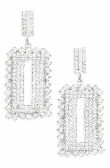 Tasha Pavé Crystal Rectangular Drop Earrings