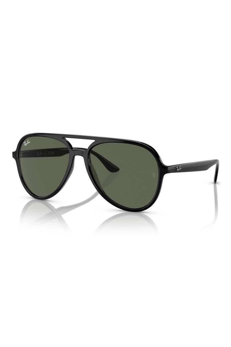 57mm Pilot Sunglasses, Alternate, color, BLACK