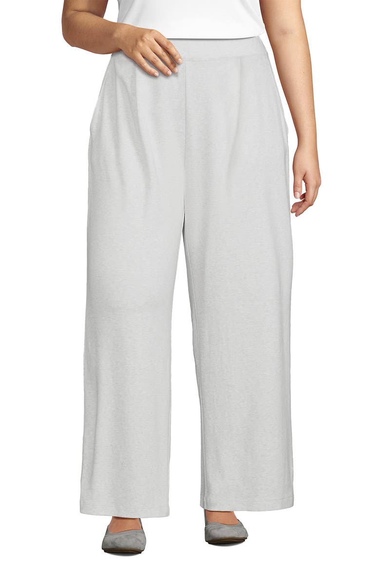 Knit High Rise Pleated Wide Leg Pants, Main, color, Soft Light Gray Heather