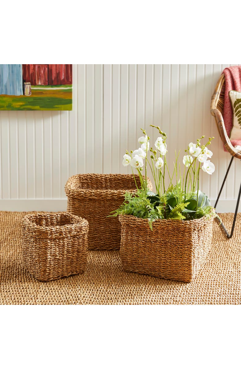 Napa Home & Garden Seagrass Square Baskets With Cuffs Set of 3, Alternate, color, 