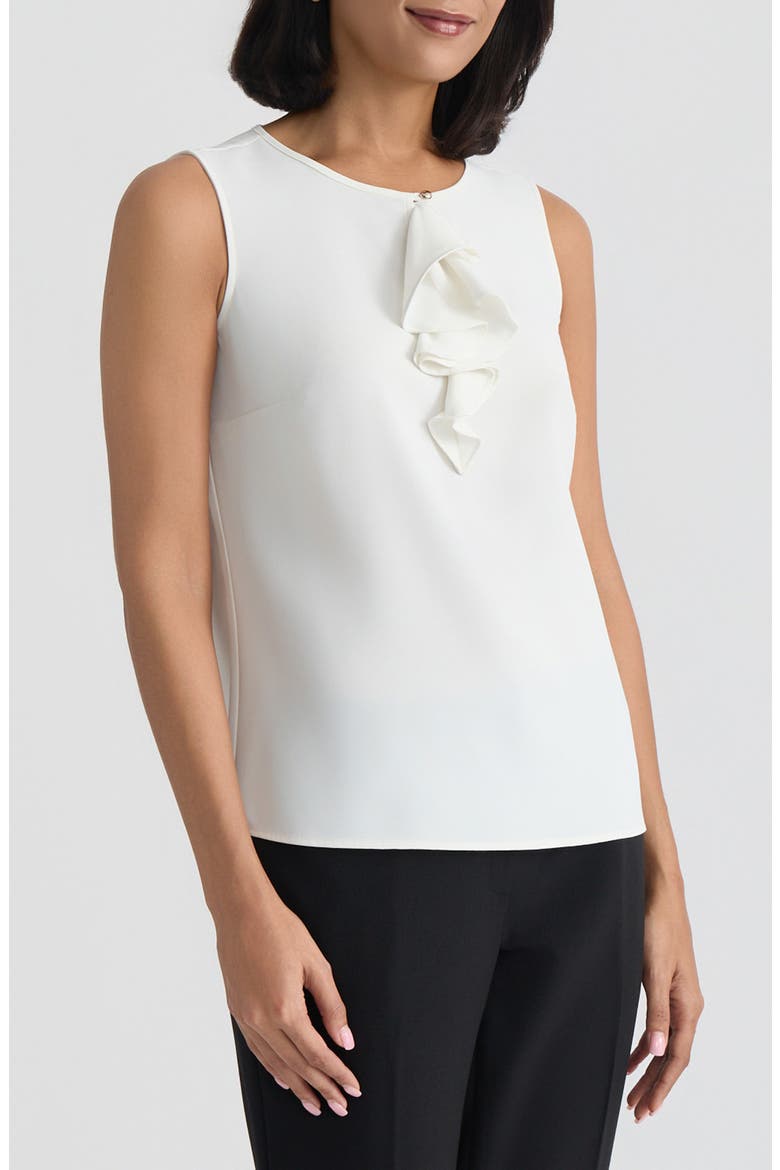 Ruffle Front Georgette Top, Alternate, color, VANILLA ICE