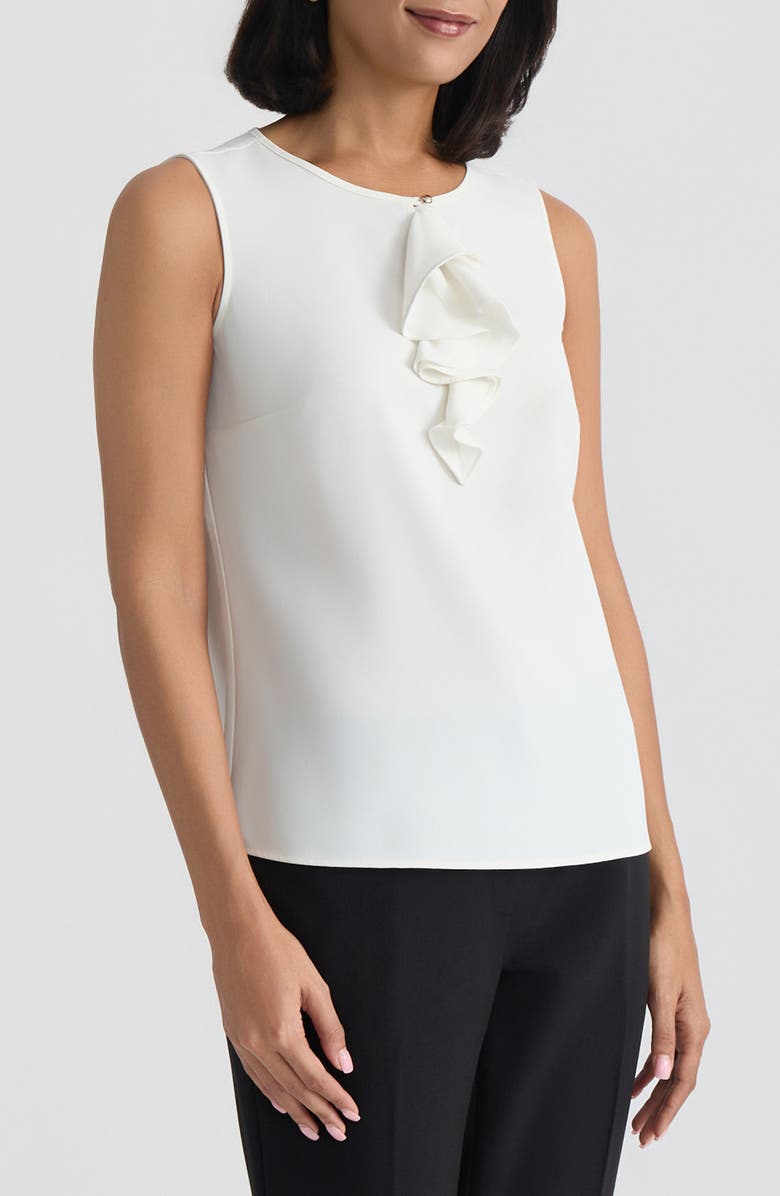 KASPER Ruffle Front Georgette Top, Alternate, color, Vanilla Ice