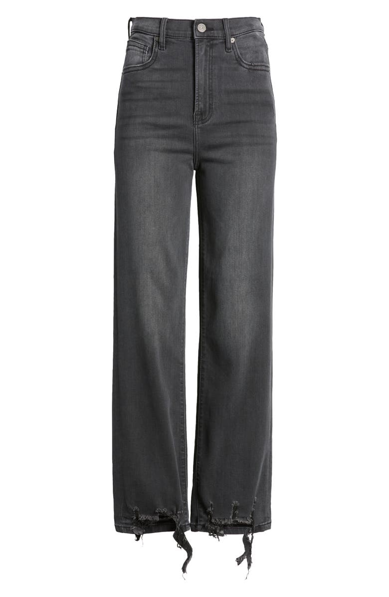 HIDDEN JEANS Destroyed Hem Straight Leg Jeans, Alternate, color, Black