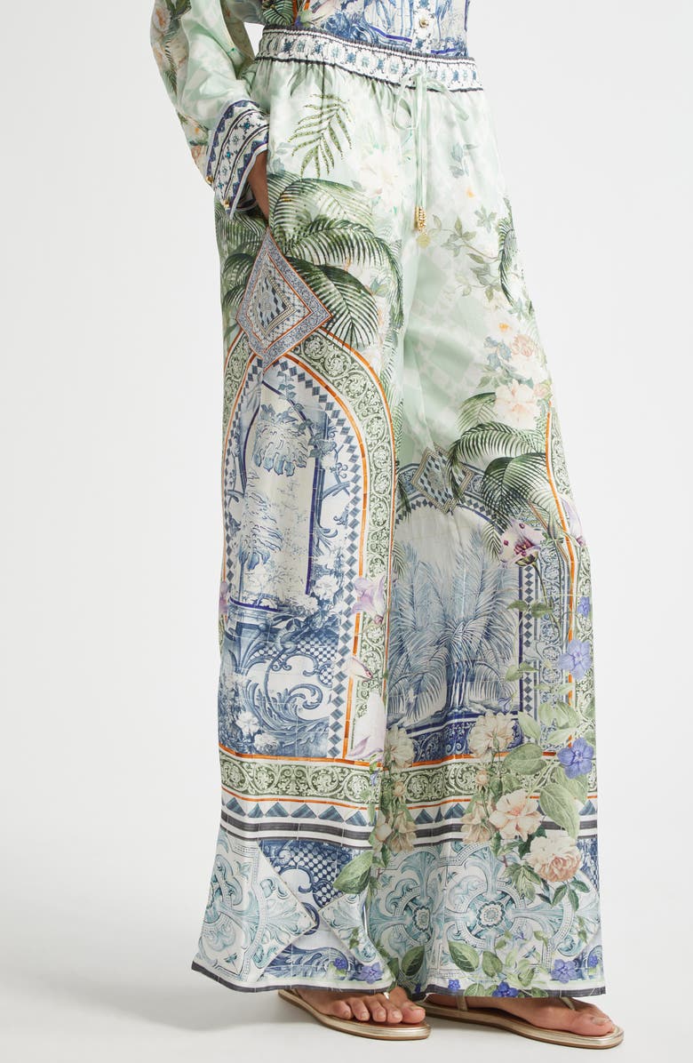 Camilla High Waist Wide Leg Silk Lounge Pants, Alternate, color, 