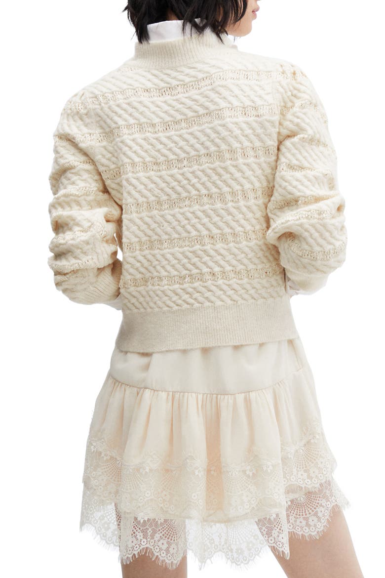 Mixed Stitch Mock Neck Sweater, Alternate, color, ECRU