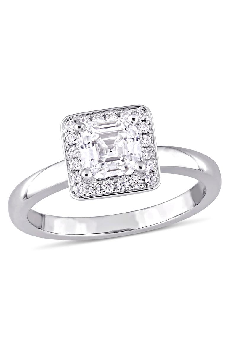 Julianna B. Diamond Asscher Halo Engagement Ring 14k, Main, color, 14K White Gold