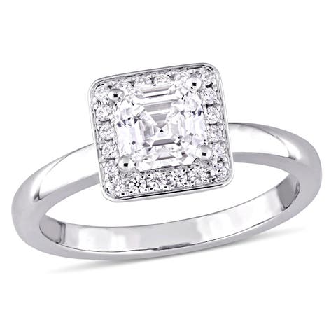 Diamond Asscher Halo Engagement Ring 14k