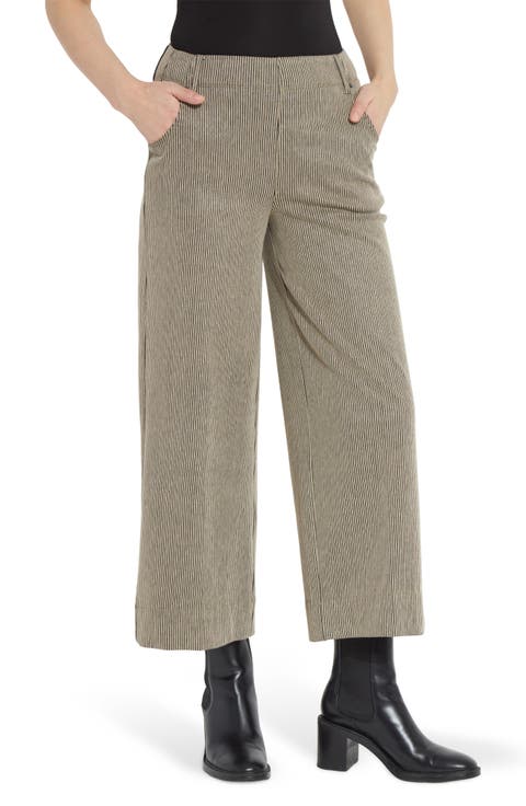 Clarke Stripe Pull-On Ankle Wide Leg Jeans (Everwood Sheen Line)