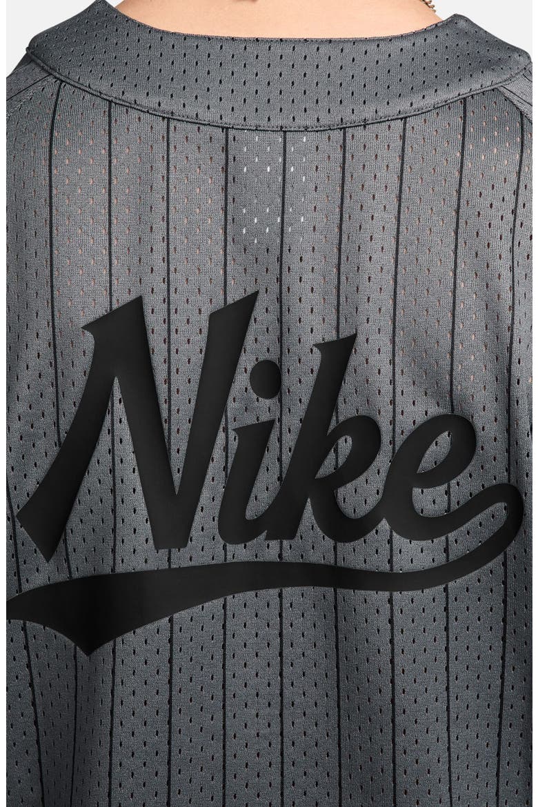 Club Stripe Mesh Baseball Jersey, Alternate, color, IRON GREY/ BLACK