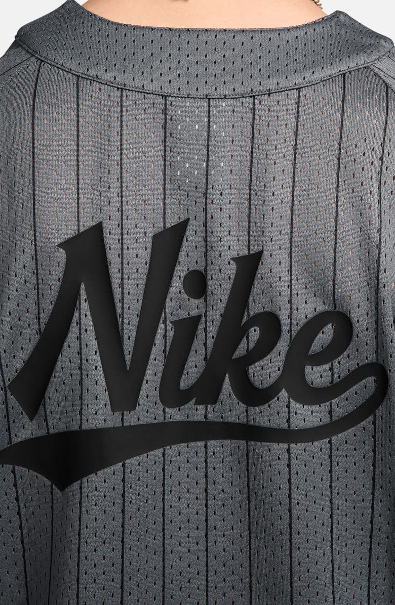 Nike Club Stripe Mesh Baseball Jersey, Alternate, color, Iron Grey/ Black
