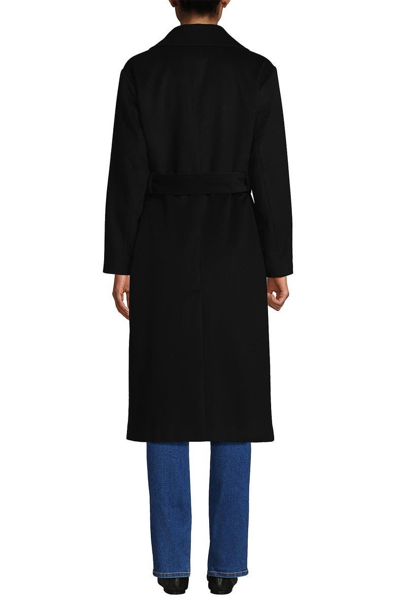 Lands' End Wool Wrap Long Coat, Alternate, color, Black