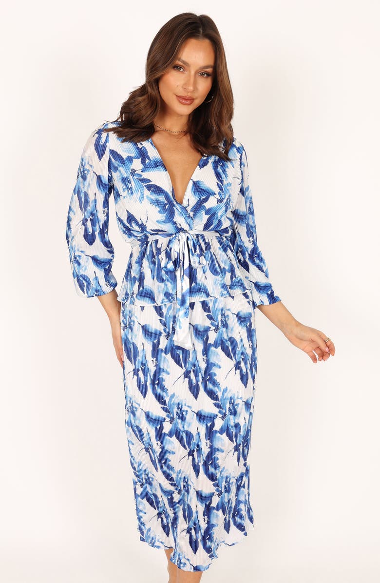 Petal & Pup Minelli Plissé Pleat Midi Skirt, Alternate, color, Blue