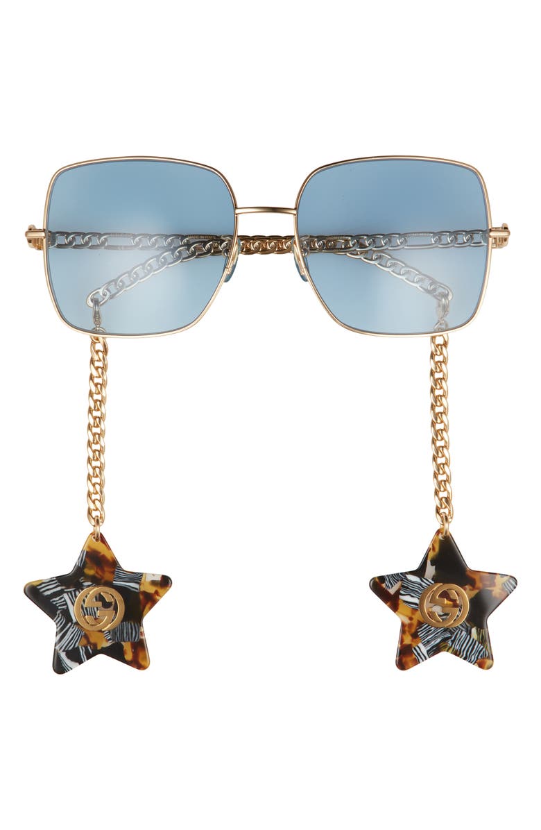 Gucci 60mm Square Sunglasses with Removable Charms, Main, color, 