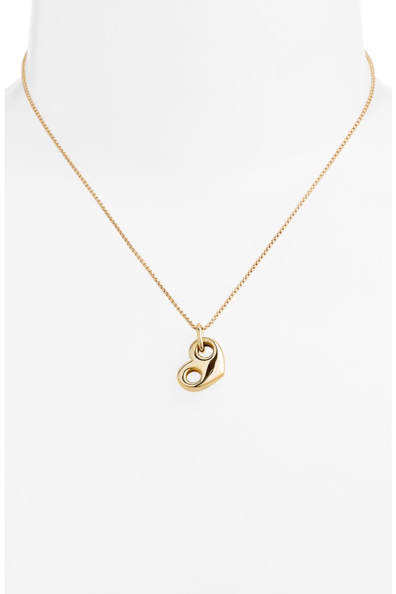 14K Gold Large Puffed Mariner Heart Pendant Box Chain Necklace, Alternate, color, YELLOW GOLD