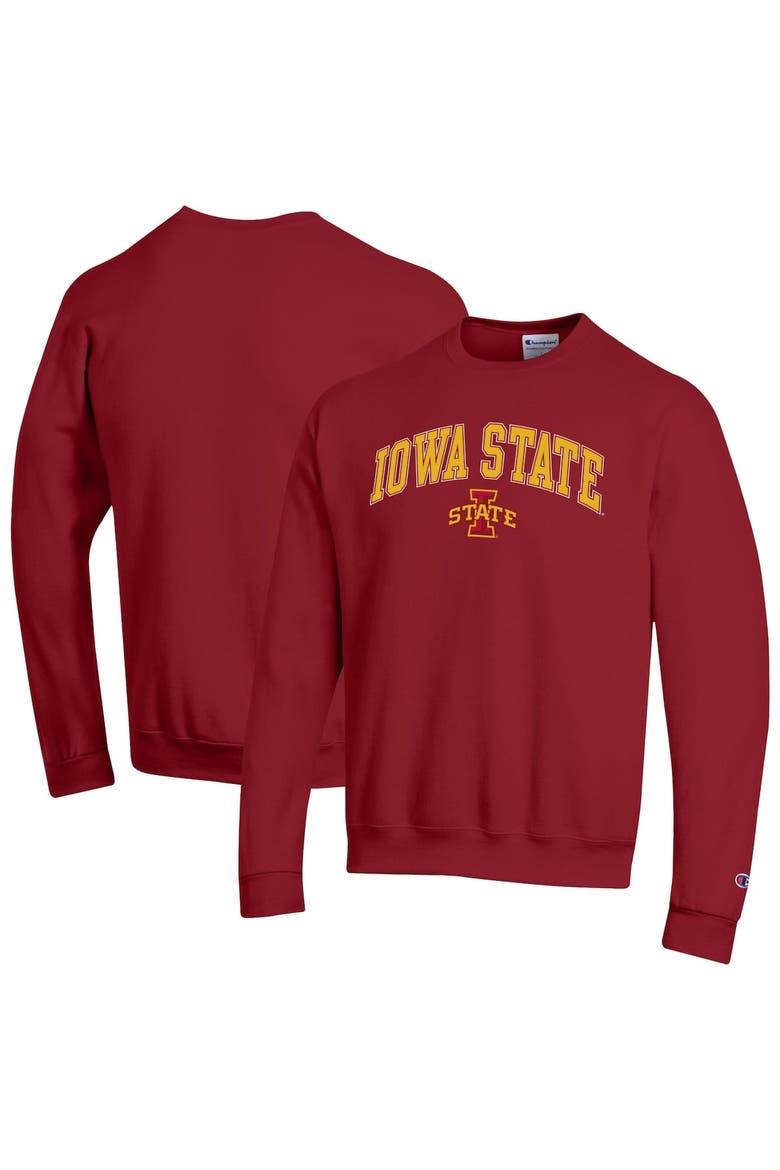 Men's Champion  Cardinal Iowa State Cyclones Arch Over Logo Pullover Sweatshirt, Alternate, color, Cardinal