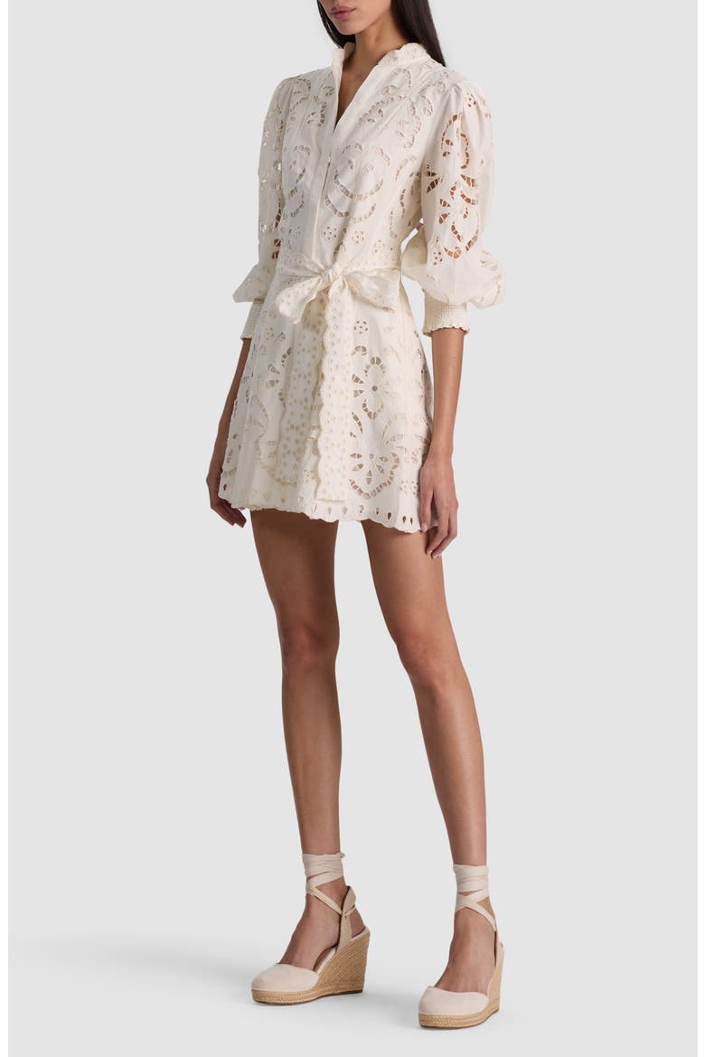 Lucy Embroidered Long Sleeve Minidress, Alternate, color, OFF WHITE