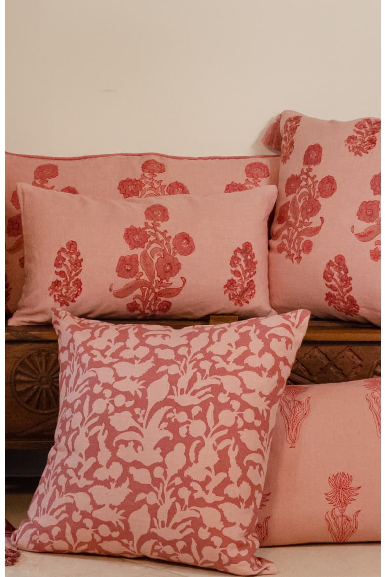English Garden Decorative Pillow Cover, Alternate, color, Coral/Clay/Rose on Sand