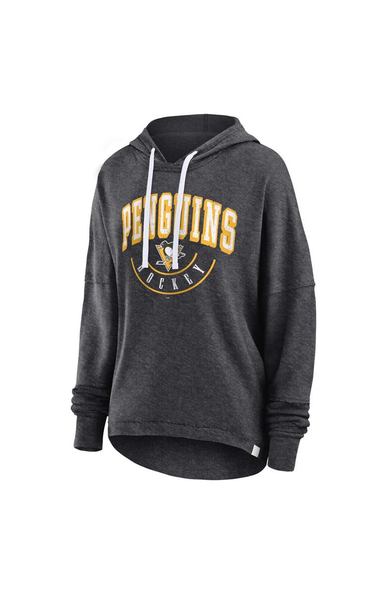 FANATICS Women's Fanatics Branded Heather Charcoal Pittsburgh Penguins Lux Lounge Helmet Arch Pullover Hoodie, Alternate, color, 