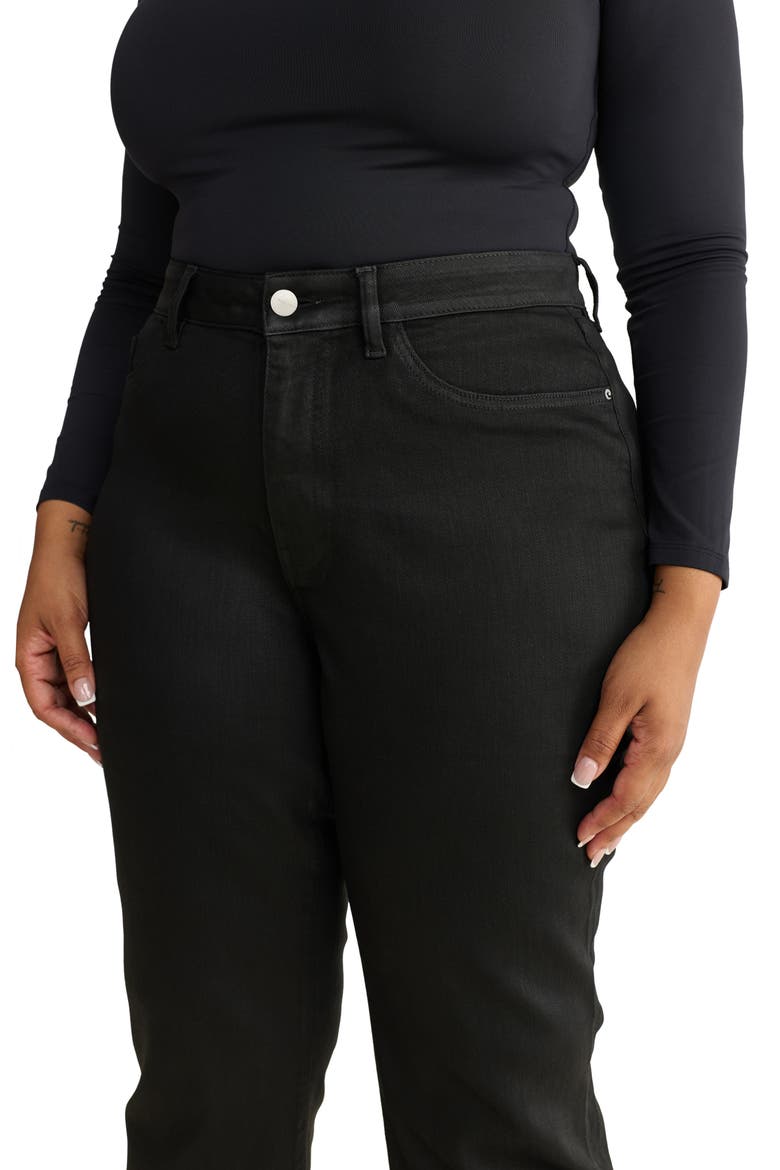 ASE High Waist Straight Leg Jeans, Alternate, color, COATED NOIR