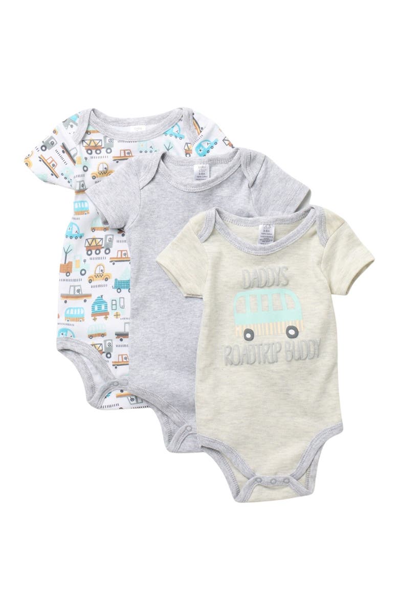 MODERN KIDS Printed Short Sleeve Bodysuits - Pack of 3, Main, color, 