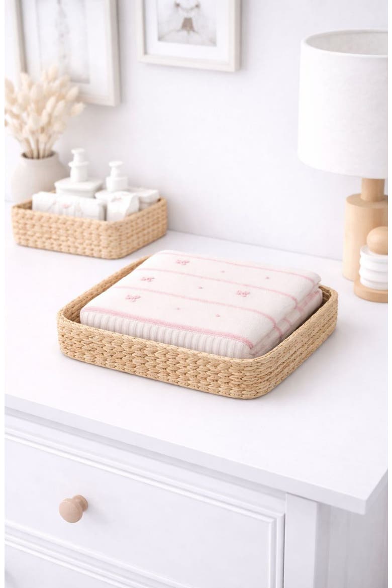 Bow Embroidered Knit Baby Blanket, Alternate, color, PINK