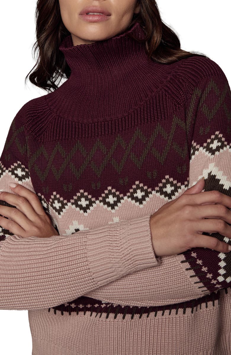 Alp N Rock Leighton Fair Isle Turtleneck Sweater, Alternate, color, Dark Cherry