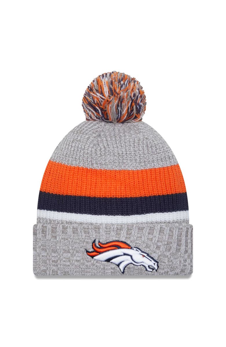 New Era Men's New Era Heather Gray Denver Broncos Cuffed Knit Hat with Pom, Main, color, Heather Gray