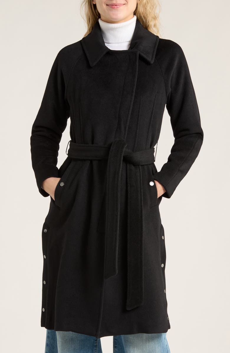 Marc New York Asymmetrical Zip Melton Wool Coat, Main, color, Navy